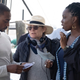 Director Kari Skogland (center) with the Wilson’s Sam (Anthony Mackie) and Sarah (Adepero Oduye)